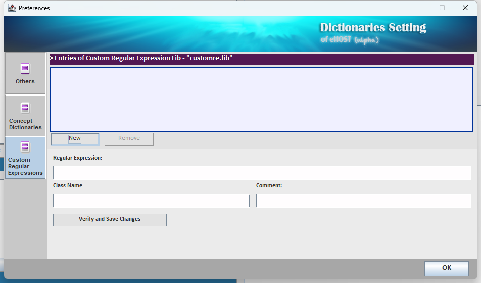 Custom regular expression editor