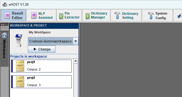 Workspace and project list